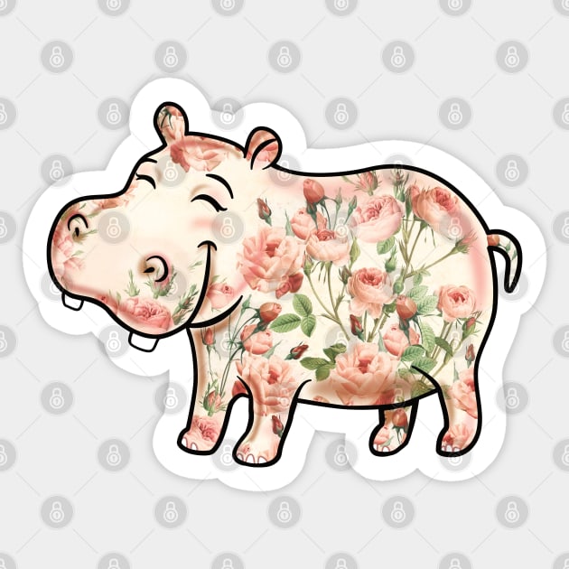 Hippo Lover Roses Flower Hippopotamus Sticker by PnJ